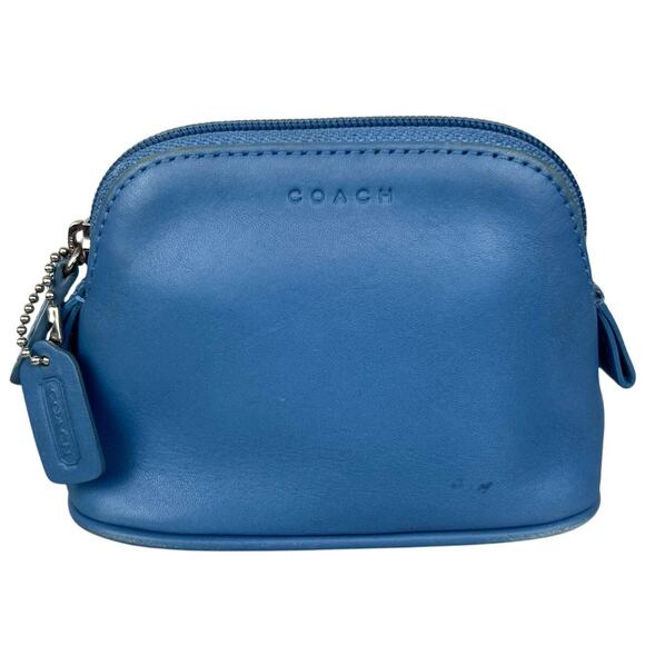 Vintage Coach Blue Soft Leather Cosmetic Case Zip Pouch - Picture 1 of 12